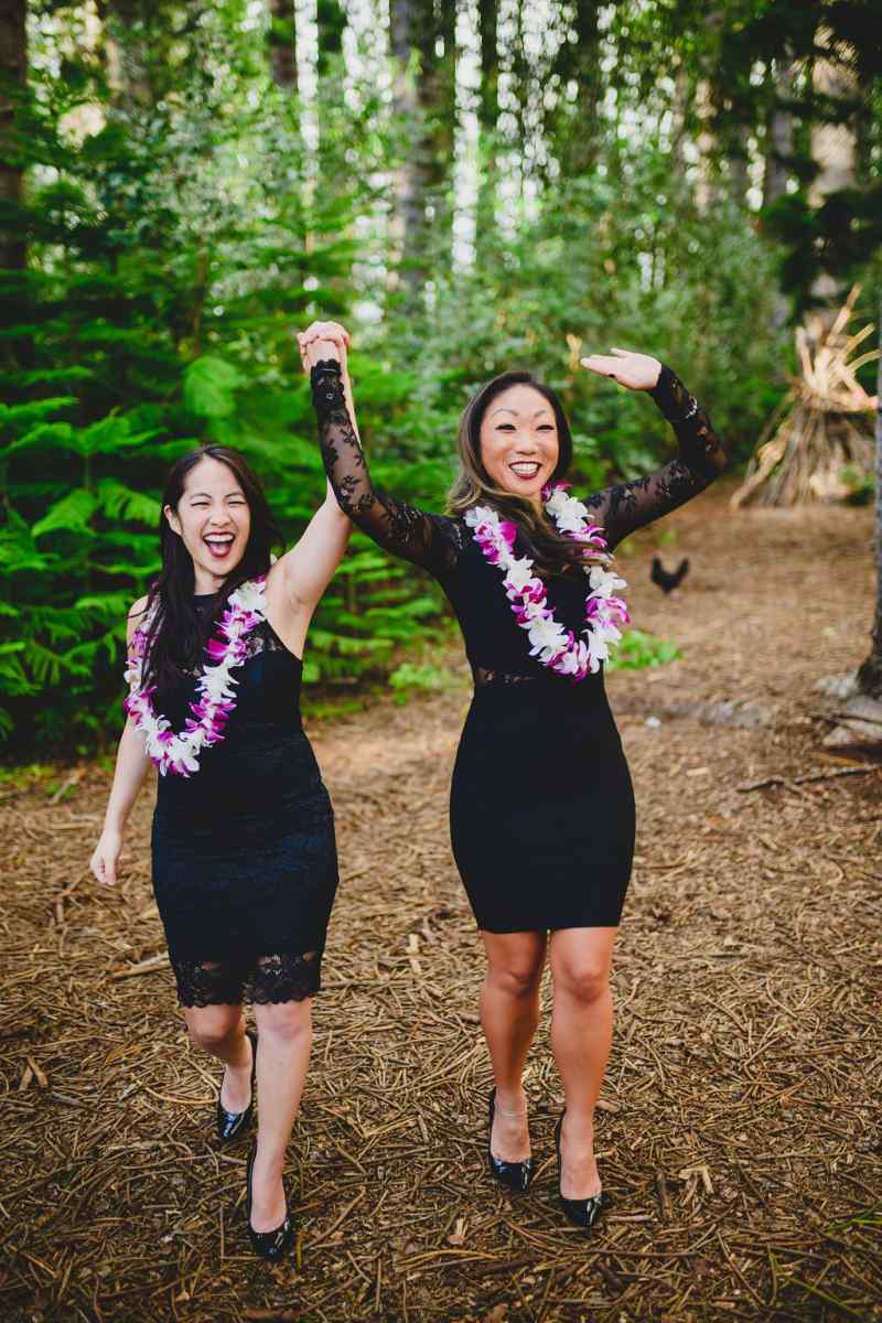 Two brides happy recessional